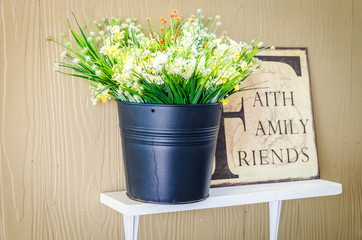 Poster - Interior plastic flower in vase