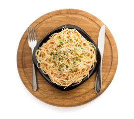 Canvas Print - pasta spaghetti on white background