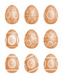 Pysanky - vector  Easter egg illustration. Natural egg brown color with a traditional white pattern.