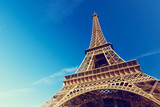 Fototapeta Miasta - sunny morning and Eiffel Tower, Paris, France