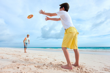 Sticker - Father and son playing with flying disk