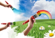 Painting A Meadow And Rainbow