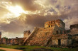 Castillo fortress at sunrise in the ancient Mayan city of Tulum,