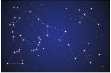 Wall Mural - constellationss orion, ursa major,kassiopeja, south cross
