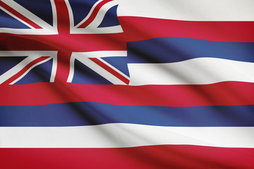 Wall Mural - Series of ruffled flags of US states. State of Hawaii.