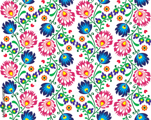 Naklejka dekoracyjna Seamless folk Polish pattern - wzor lowicki