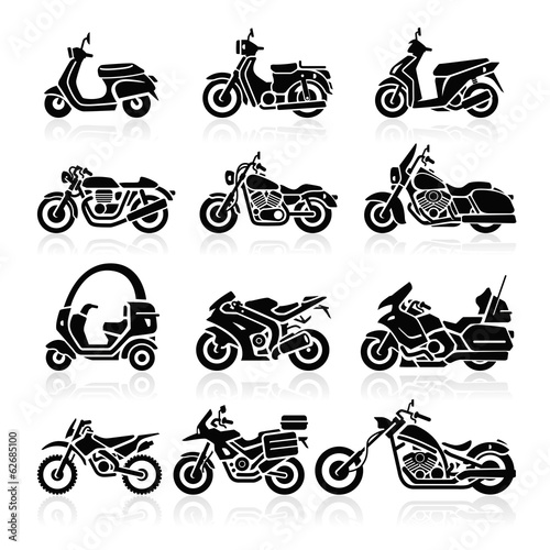 Fotografija  Motorcycle Icons set. Vector Illustration.