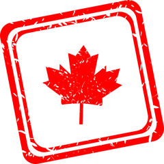 Wall Mural - Stylized maple leaf. red web stamp icon