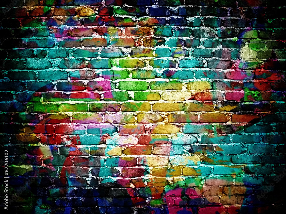 graffiti brick wall - obrazy, fototapety, plakaty 