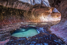 Colorful Pools And Cascades In The Subway Of Zion National Park Utah