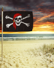Pirate Flag On Beach
