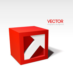 Poster - Infographic vector red 3D cube with arrow