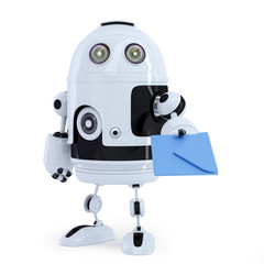 Poster - Robot with envelope. Communication technology concept