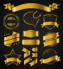 Wall Mural - vintage badges, labels and banners - gold series