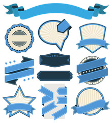 Wall Mural - vintage badges, labels and banners - blue series