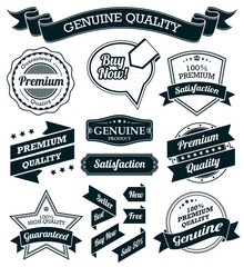 Wall Mural - vintage badges, labels and banners - black series
