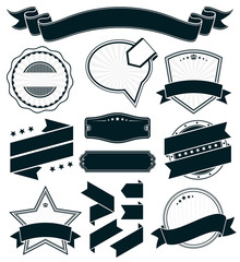 Wall Mural - vintage badges, labels and banners - black series