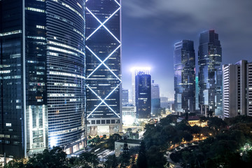 modern buildings of the city at night