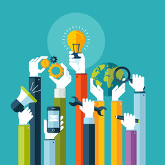 Fototapete - Flat design vector illustration concept for online services