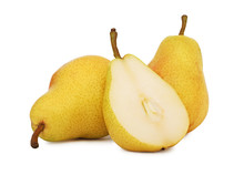 Two Whole And A Half Yellow Pears (isolated)