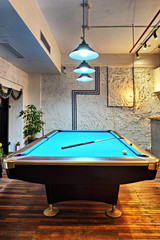 Wall Mural - Contemporary interior, living room with a snooker table