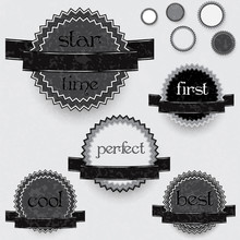Collection Of The Gray Labels With Black Ribbons