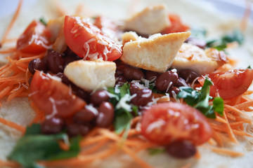 Wall Mural - salad with friead chicken and vegetables