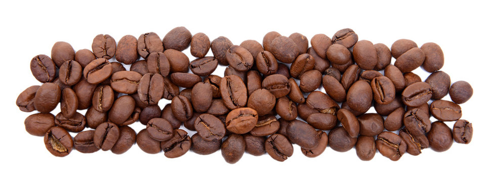 Minus sign of coffee beans isolated on white