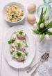 easter dishes,stuffed eggs and potato salad