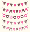 Bunting set pink and brown for scrapbook