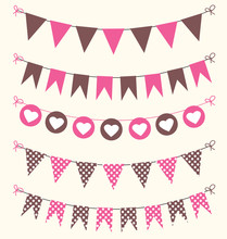 Bunting Set Pink And Brown For Scrapbook