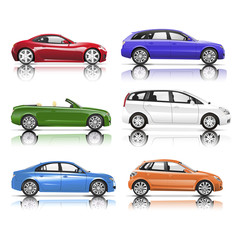 Wall Mural - Collection of 3D Cars Vector