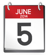 Calendar of 5th of June 2014 Vector