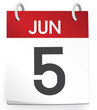 Calendar of 5th of June Vector
