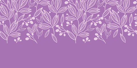 Wall Mural - vector striped leaves and berries horizontal seamless pattern