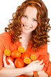 © GTeam - Portrait of a beautiful young woman with red hair oranges