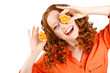© GTeam - Portrait of a beautiful young woman with red hair oranges