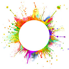 Canvas Print - Colored paint splashes in round shape