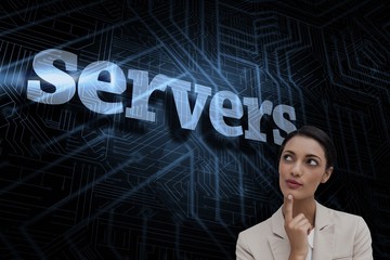 Poster - Servers against futuristic black and blue background