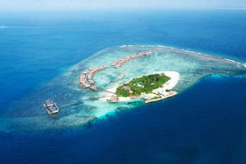 Sticker - Atolls and islands in Maldives from aerial view