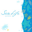 Bright invitation cards with sea elements. Marine life vector