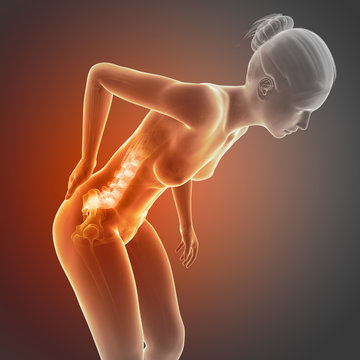 a woman having acute pain in the back