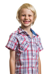 Portrait of happy adorable boy looking to camera