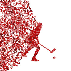 Wall Mural - Floor ball player vector silhouette made of triangle fragments v