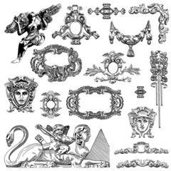 Wall Mural - vintage sketch calligraphic drawing of heraldic design element