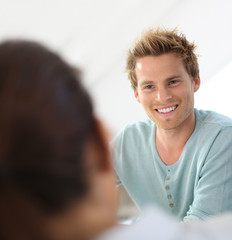 Wall Mural - Closeup of young man in business class