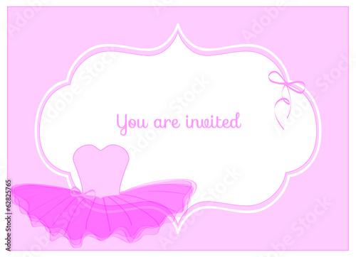 Fotografie, Obraz invitation birthday party card with pink leotard with tulle tutu