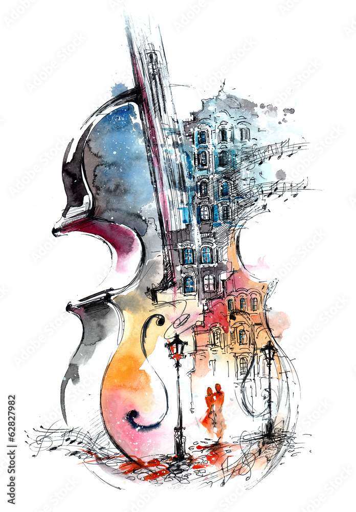 music and the city - obrazy, fototapety, plakaty 