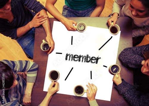 Student sitting around page saying Member Poster