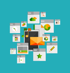 Wall Mural - Tablet apps trendy flat design